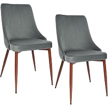 CangLong Modern Upholstered Dining Chairs Set of 2, High Back Velvet Accent Side Chairs with Metal Legs for Kitchen, Living, Guest & Bed Room, Grey
