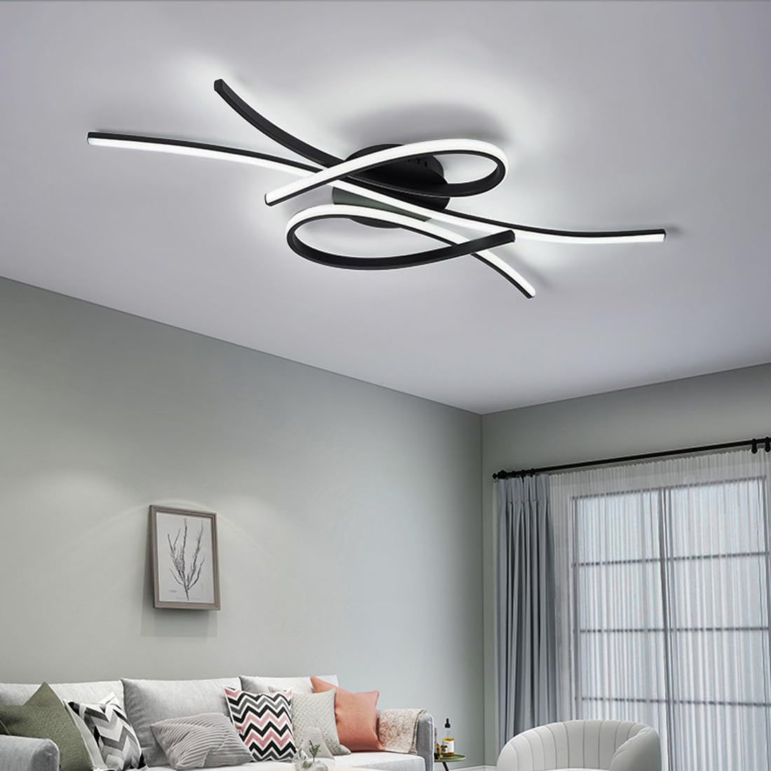 Lustre créatif noir en forme de notes de musique pour bureau élégant