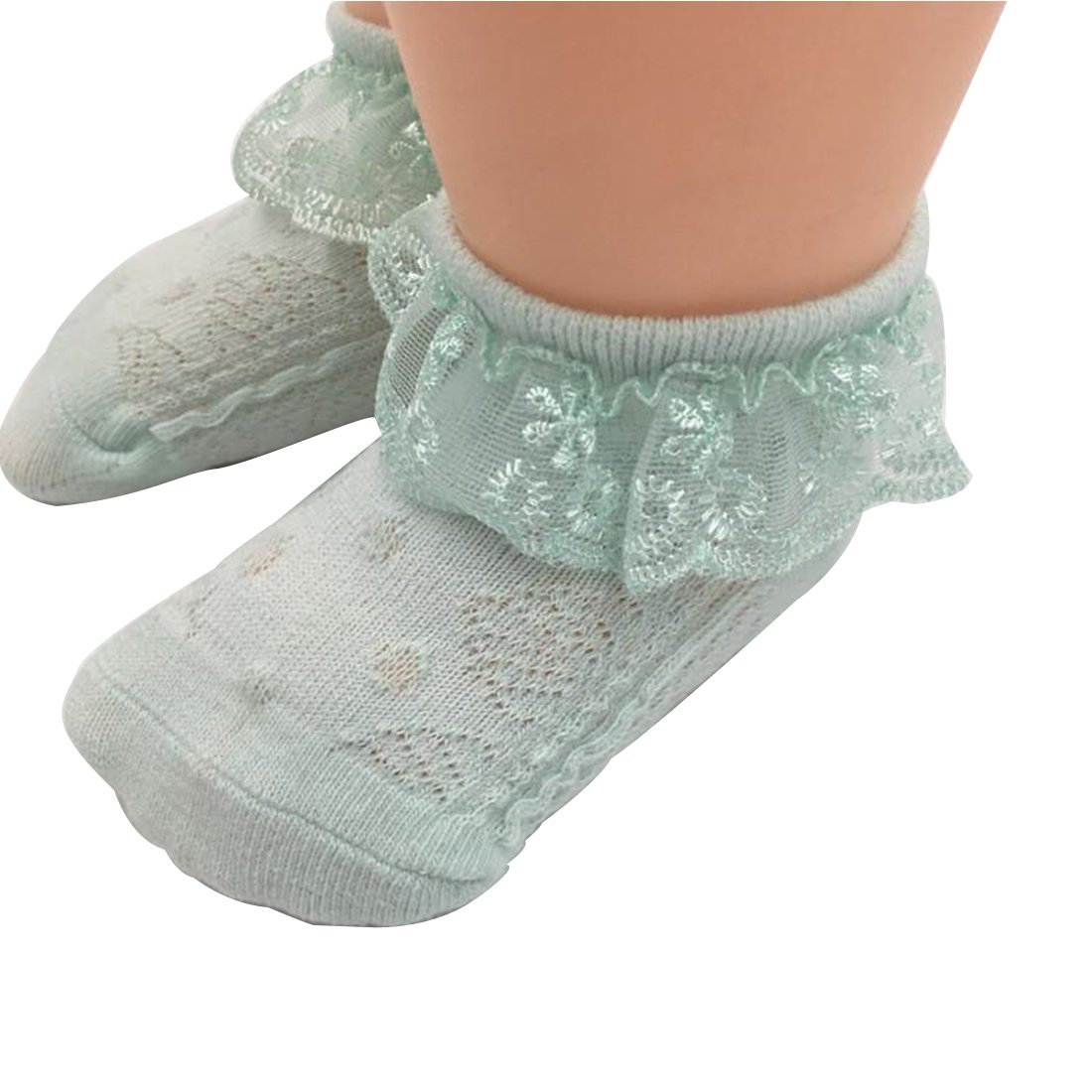 Women's Mint Baby Girls Frilly Lace Low Cut Ankle High Cotton Socks Christening Wedding (12-24 Months, )