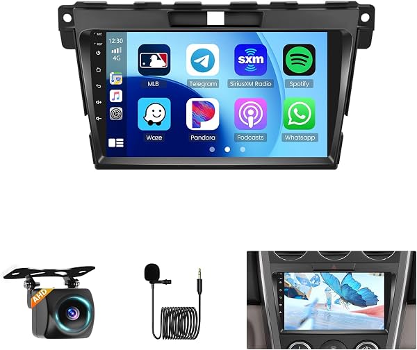 Radio para auto de 8 núcleos 4+64G para Mazda CX7 2006 2007 2008 2009 2010 2011 2012 | Pantalla táctil de 9" con Carplay Android Auto, 32EQ, Bluetooth, WiFi, GPS, Mirror Link, cámara de reversa