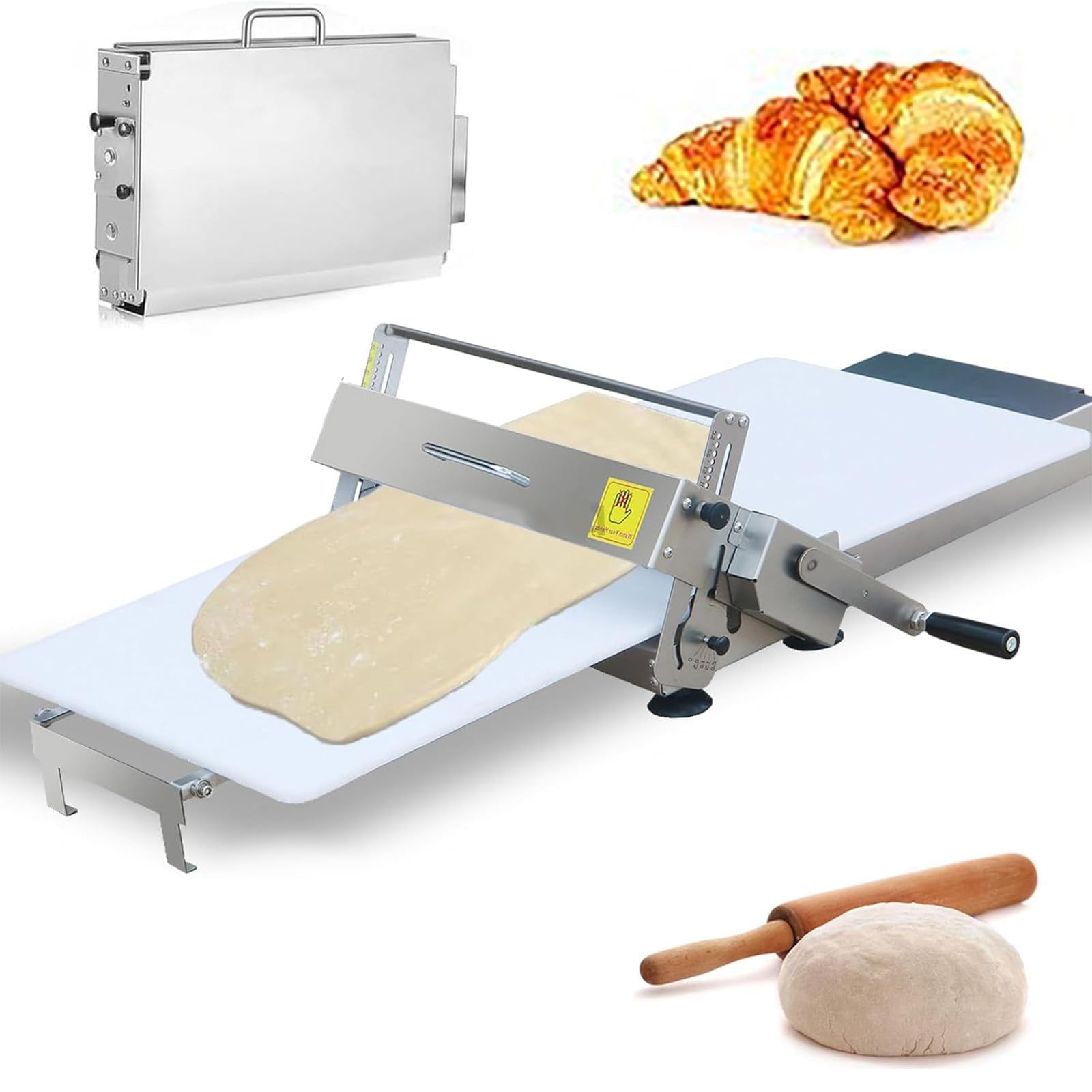 HTDRE Foldable Manual Dough Sheeter for Croissant, Danish, Puff Pastry, and Pizza Dough Rolling