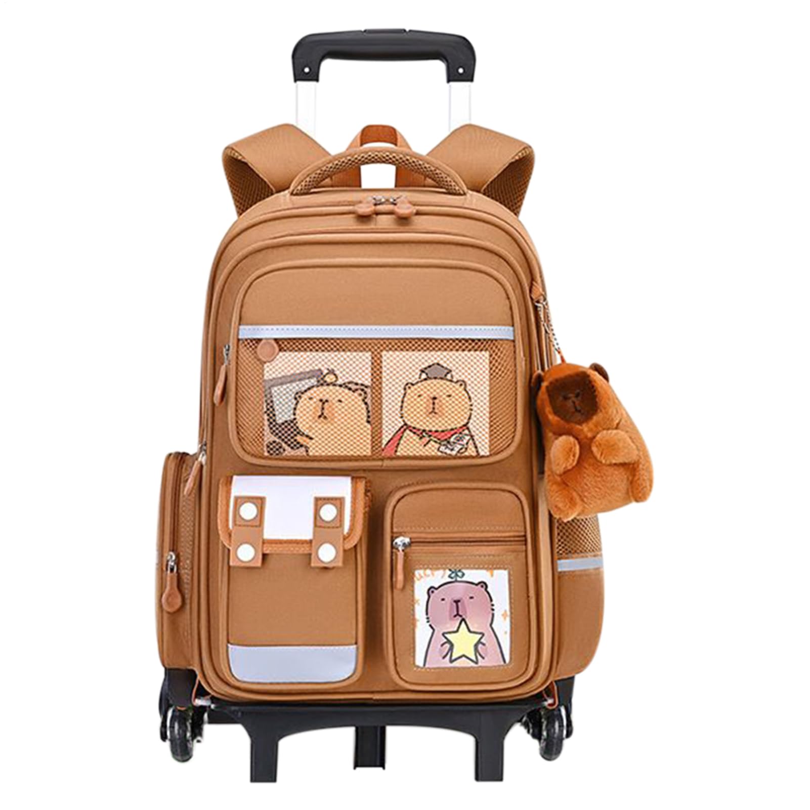 Mochila con Ruedas Bolsa de Gran Capacidad con Asa Retráctil y Altura | Estampado de Capibara en Mochila con Ruedas para Viajes, Escuela, Trabajo, Avión, Negocios, Niños, Niñas,