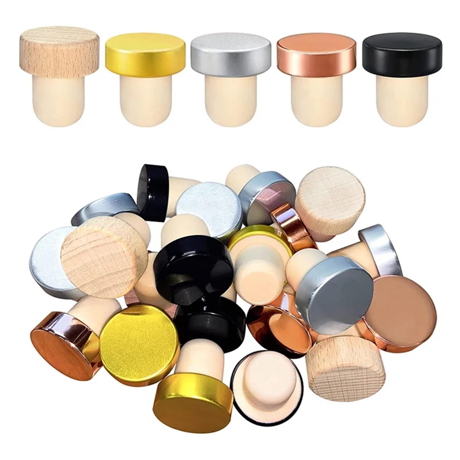 Tapones de vino 120 Uds. Reemplazo corcho reutilizable en forma T for botella, champán y sellado botellas cerveza for mantener fresco