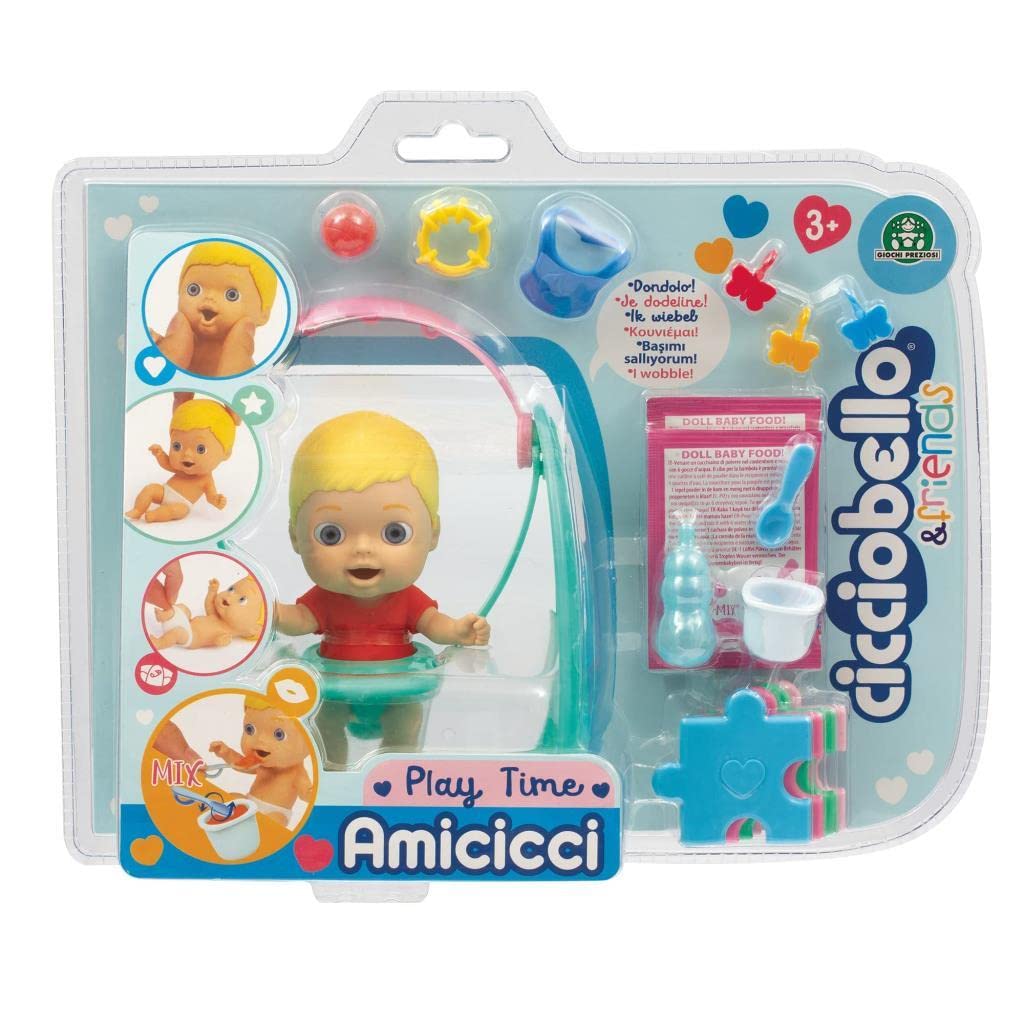 Cicciobello - Amicci Play Time, Delicate Baby with Coloured Nappy Mini Figure with Accessories, for Girls from 3 Years, CC000100, Giochi Preziosi