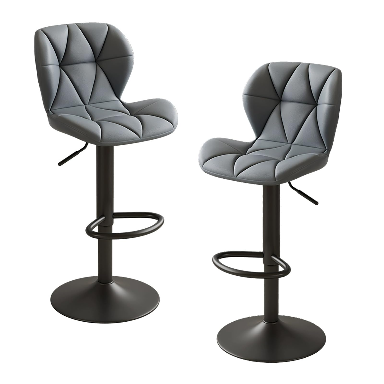 STUIJKVSZ Faux Leather Bar s Set of 2, Kitchen Counter Height Bar Chairs, Height Adjustable, Swivel Armless Bars with Footrest for Home Pub, Kitchen Island, Dining Room(Set of 2, Gray A)