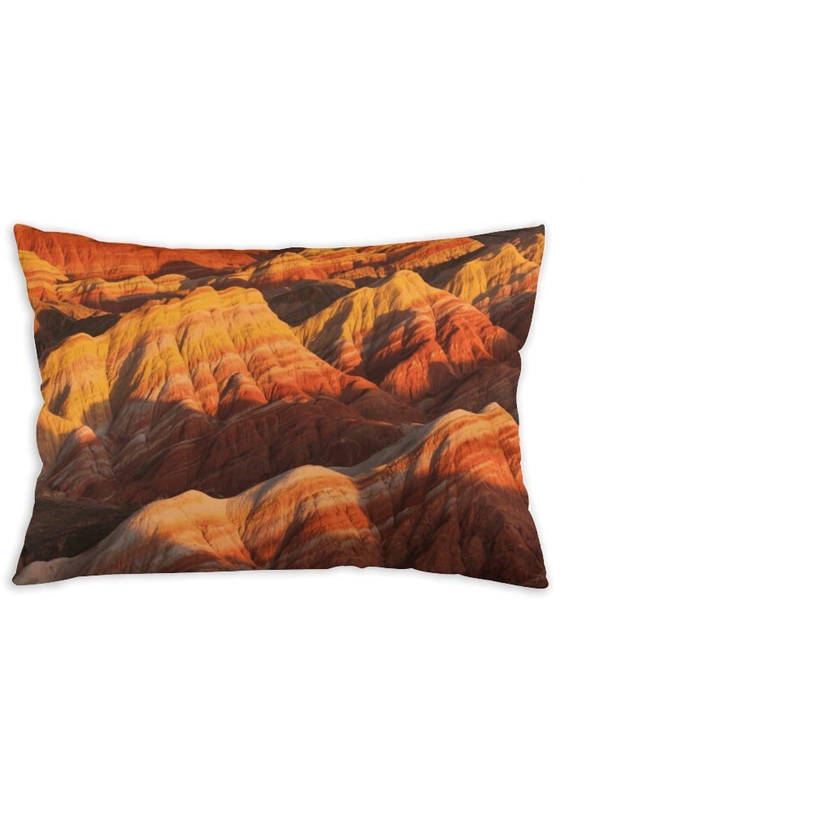 FodPand Decorative Throw Pillow Covers 12x20 Short Plush Danxia Landform Body Pillowcase Cushion Cases with Invisible Zipper Rectangle Lumbar Pillow Shells for Sofa Couch Chair Bed Home Decor