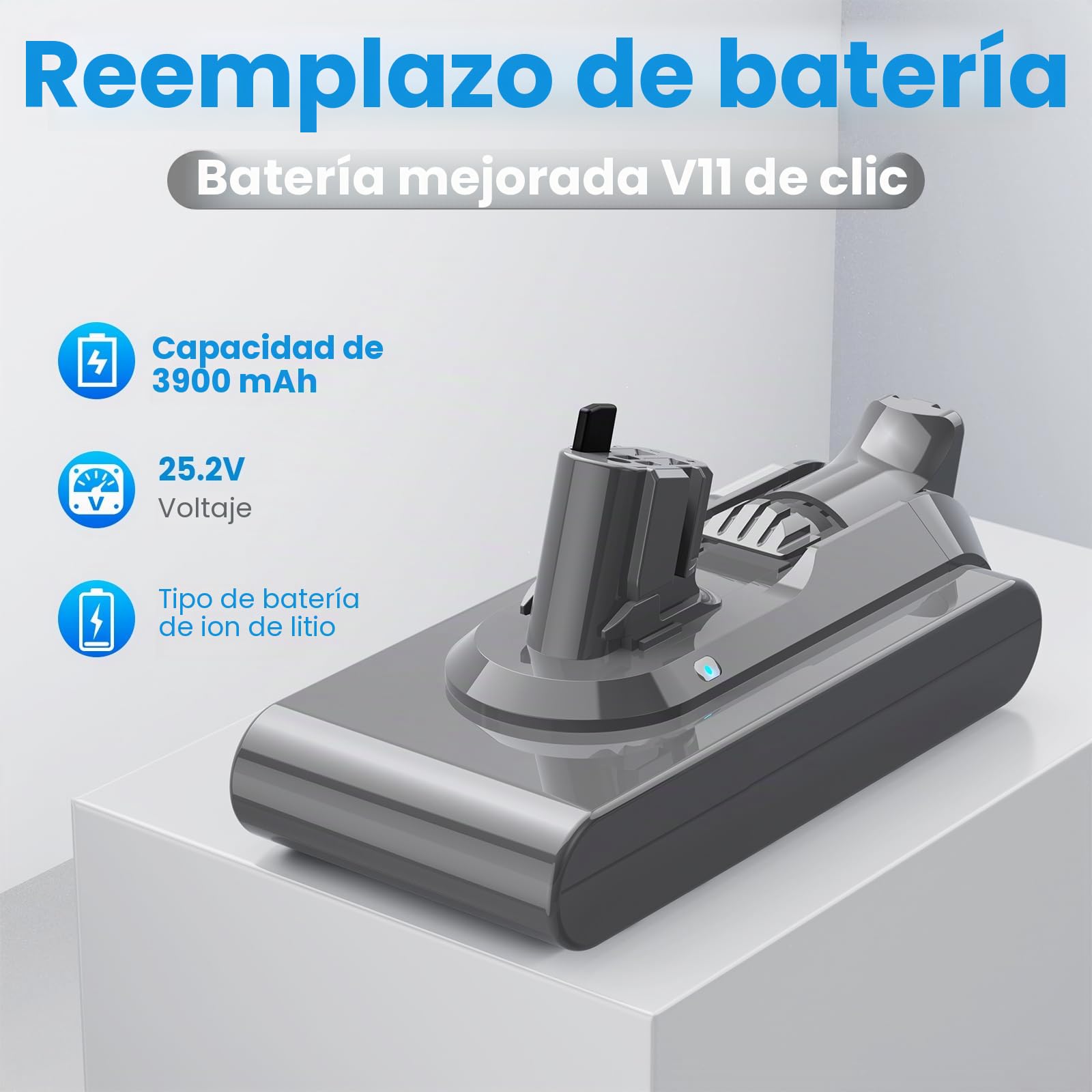 3900mAh Batería con clic V11 para Dy Batería SV15, ASUNCELL Batería de repuesto para V11 Torque Drive Outsize Absolute Extra V15 Detect Absolute Extra SV15 SV16 SV22 Aspiradoras