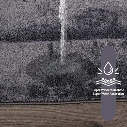 Tapis de bain anthracite 50x80 cm lavable en machine pour douche