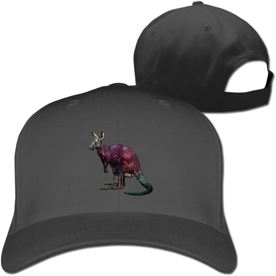 Kangaroo with Galaxy Snapback Baseball Cap, Adult Black One Size