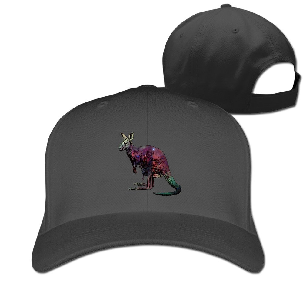 Kangaroo with Galaxy Snapback Baseball Cap, Adult Black One Size