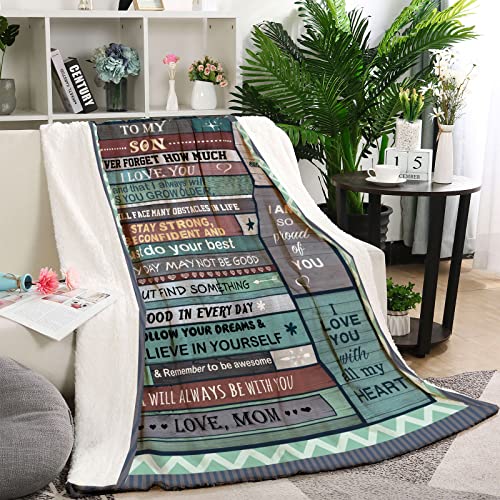 Ivivis To My Son Gifts From Mom, Gifts For Son Throw Blanket 60"X50", Birthday Gift For Son, Adult Son Gift Ideas For Valentines Day Christmas Graduation, Gifts For Adult Son Blankets #TOP2