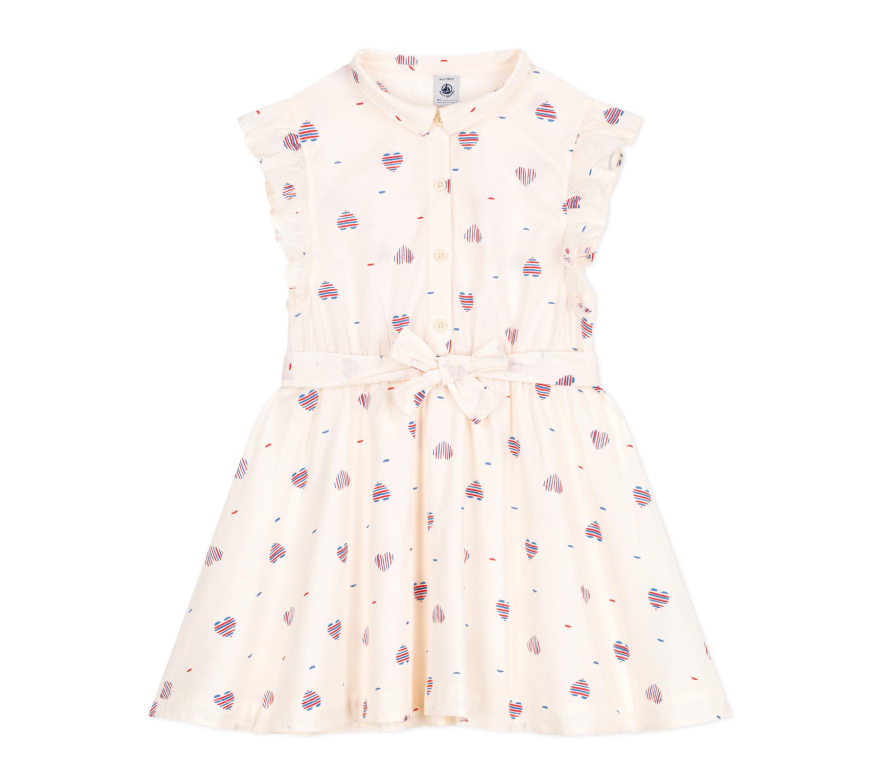 Petit Bateau Girl's A0dgt Sleeveless Dress, Ecru/Multicolor, 5 years