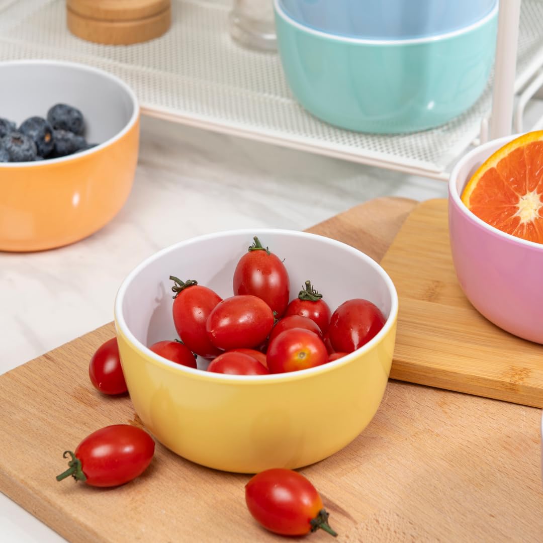 Bzyoo ColorPop Melamin-Schüsseln, klein, 11,4 cm, 405 ml, Dipping, Dessert, Snack, Servieren für Beilagen, Suppen, Salate, Eis und Partys, Pastellfarben, 6 Stück