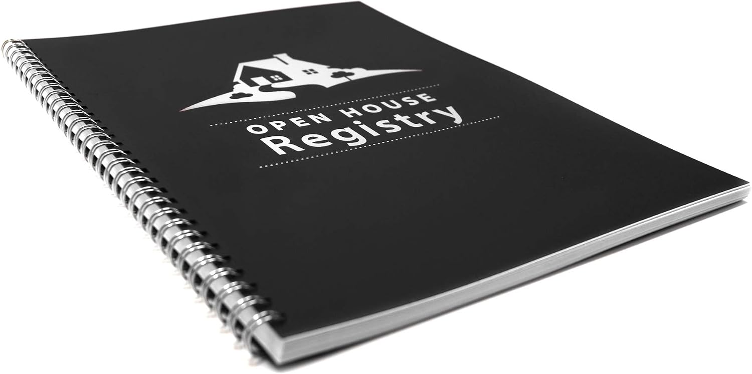 Open House Registry - Spiral Bound - Includes Welcome, Please Sign Our Registry - Double Sided Tent Card - Great Prospecting Tool for Real Estate Agents & Brokers