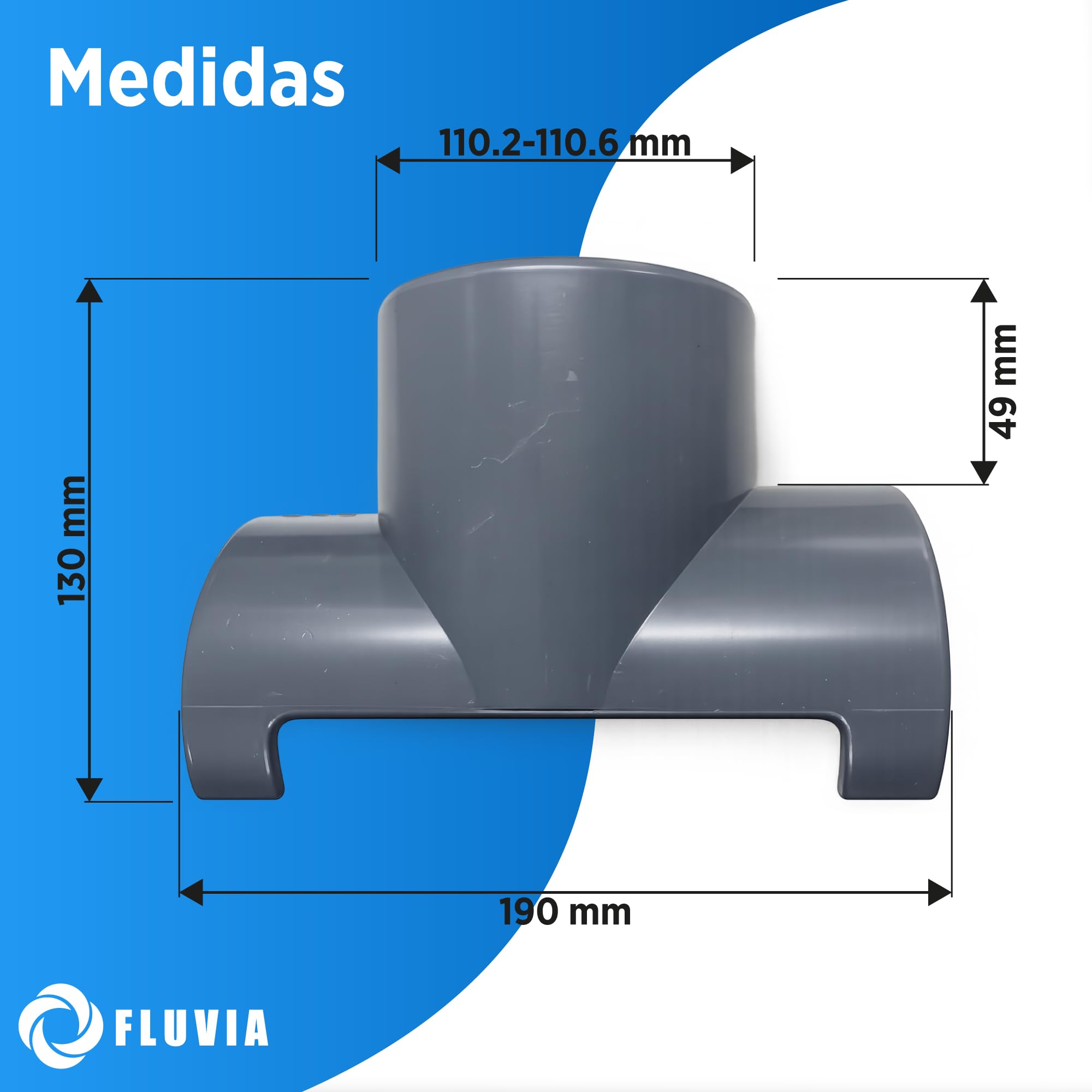 Injerto PVC 110mm con Salida 110mm a 90° con Abrazadera – Collarín PVC Gris para Tuberías de Saneamiento | Conexión Rápida y Estanca | FLUVIA