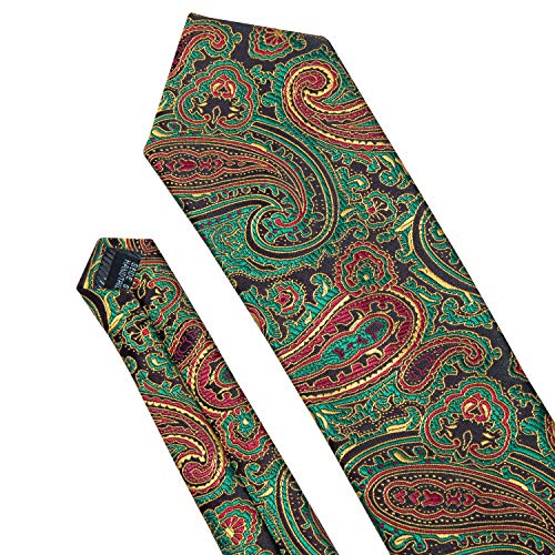 Image of Barry.Wang Paisley Tie Fashion Set Hanky Cufflinks Neckties for Men Woven Silk