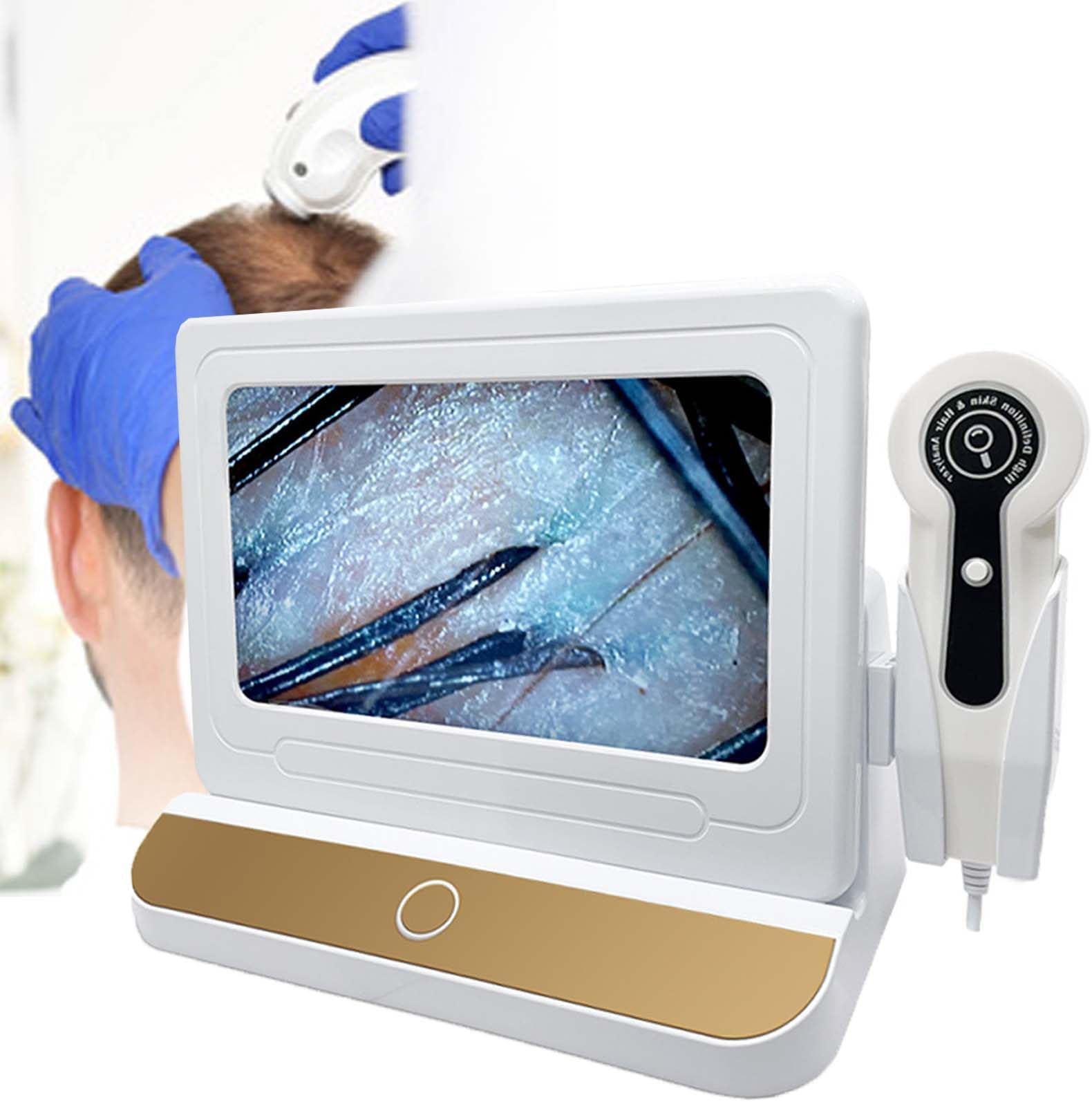Skin Diagnosis Hair Analyzer Machine with HD LCD Screen Digital Skin Detector Moisture Tester, for Home Spa Salon Use