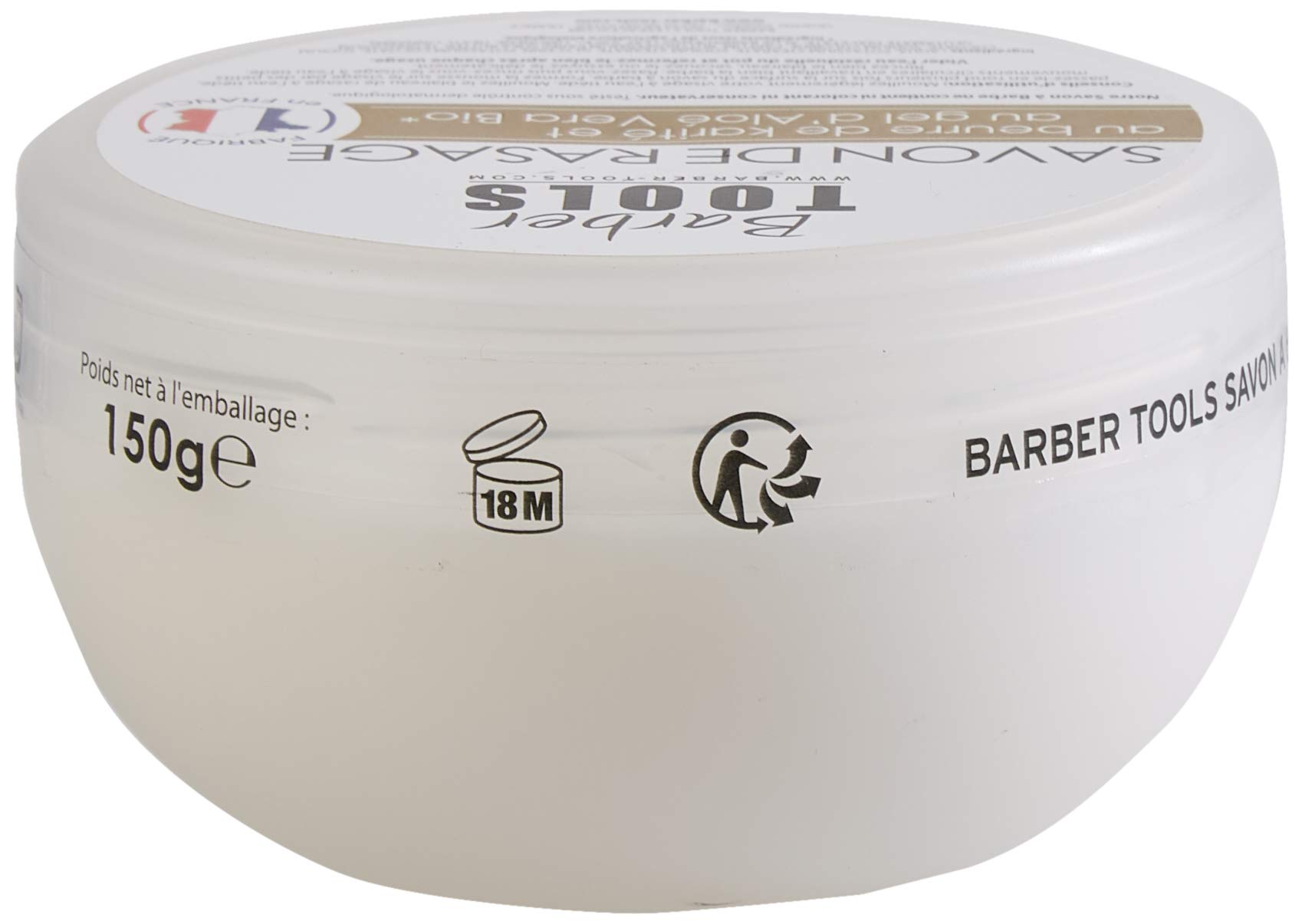 Savon de rasage 150ml au gel d'Aloé Vera Bio et au Beurre de Karité - Fabriqué en FRANCE ✮ BARBER TOOLS ✮