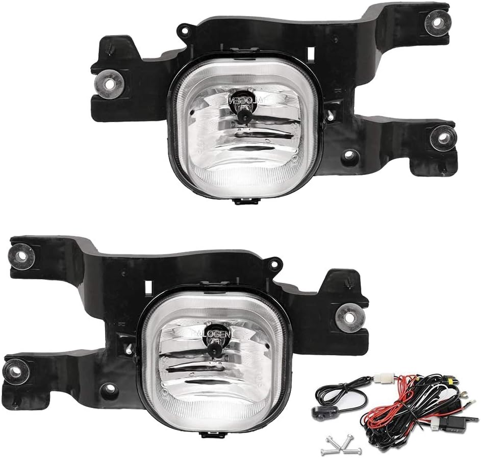 Driving Fog Lights Lamps Replacement for 2008 2009 2010 Ford F250 350 450 Super Duty with H10 12V 42W Halogen Bulbs & Wiring Harness Kit (Clear Lens)