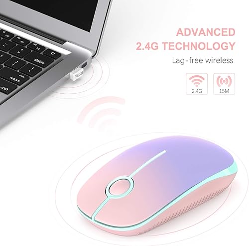 Miniatura 2 de Unipows Mouse inalámbrico  Ratón de computadora portátil delgado de 2.4 G con nano receptor, ratones ópticos móviles de menos ruido para laptop, PC,