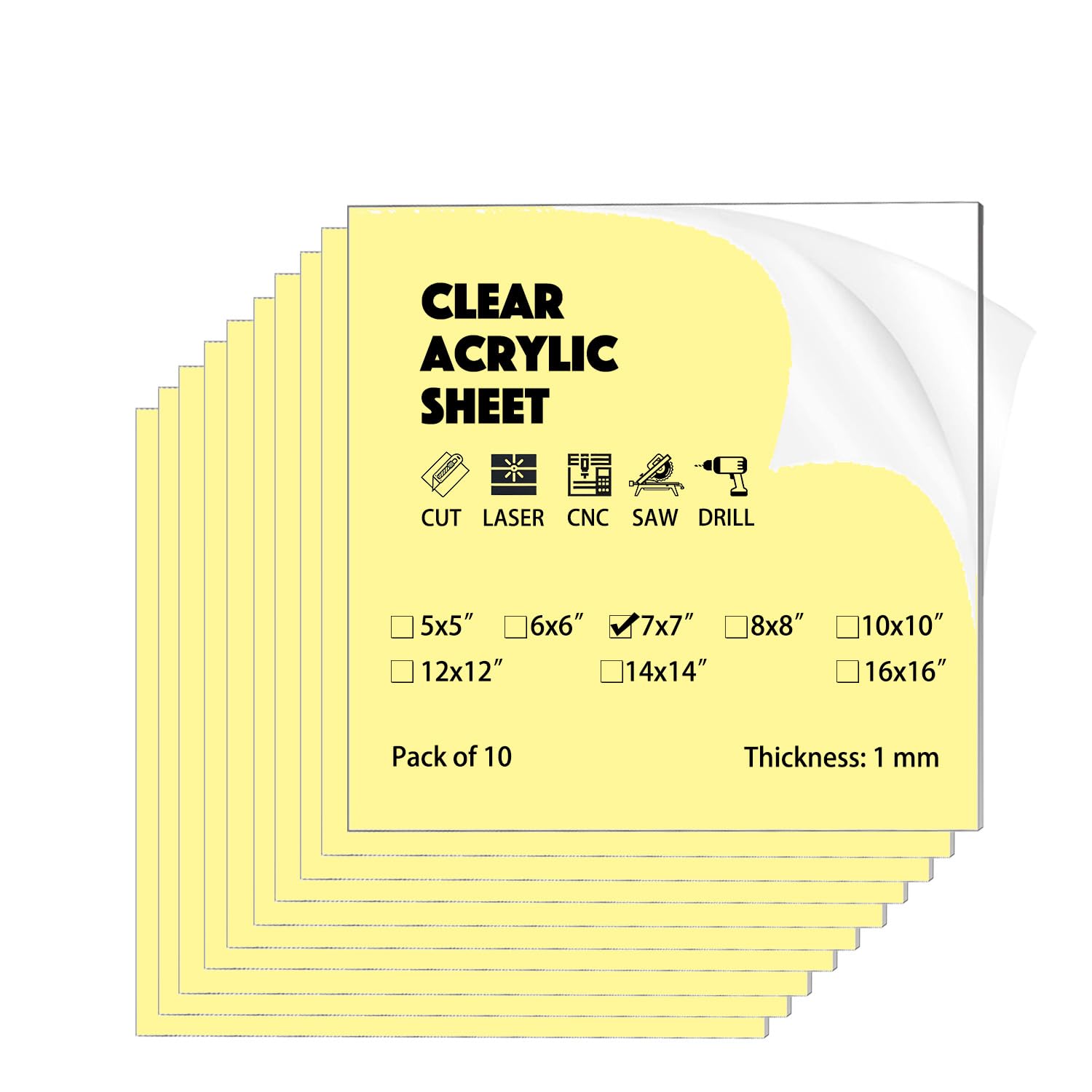 Clear Acrylic Sheets - 5 Pack for Crafts & Projects -12