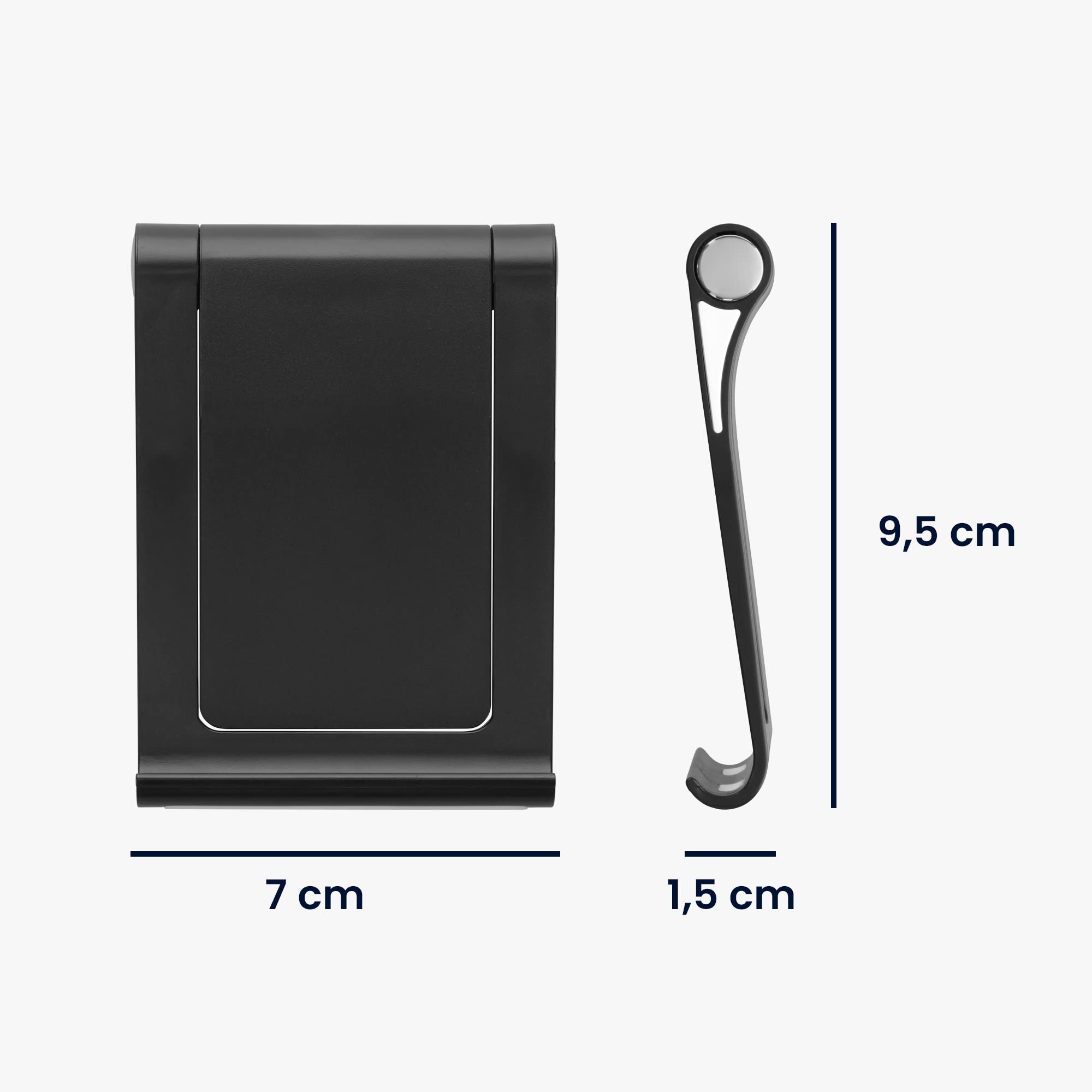 kwmobile Support Tablette et liseuse - Support 100 x 70 x 15 mm en Plastique ABS Ajustable à 100° - Socle antidérapant pour eReader - Noir