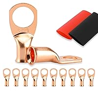Vista 17 de 8 piezas de extremos de cable de batería, conectores de alambre calibre 1/0, lengüetas de alambre de cobre 1/2, ojales de cobre desnudo con tubo