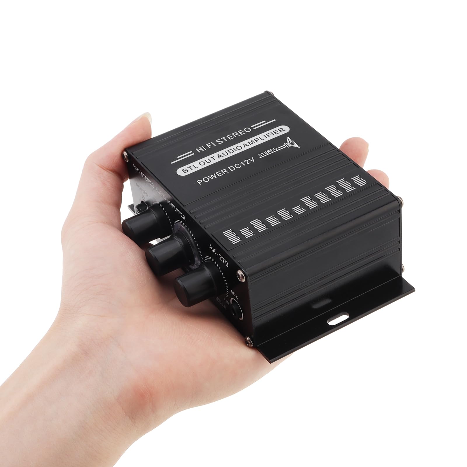 Amplificateur Audio, Ampli Hifi, Mini Amplificateur de Puissance 12V 2 Canaux, Classe D Stéréo avec Entrée AUX/USB/SD, pour Maison ou Voiture, Adaptateur Secteur Inclus