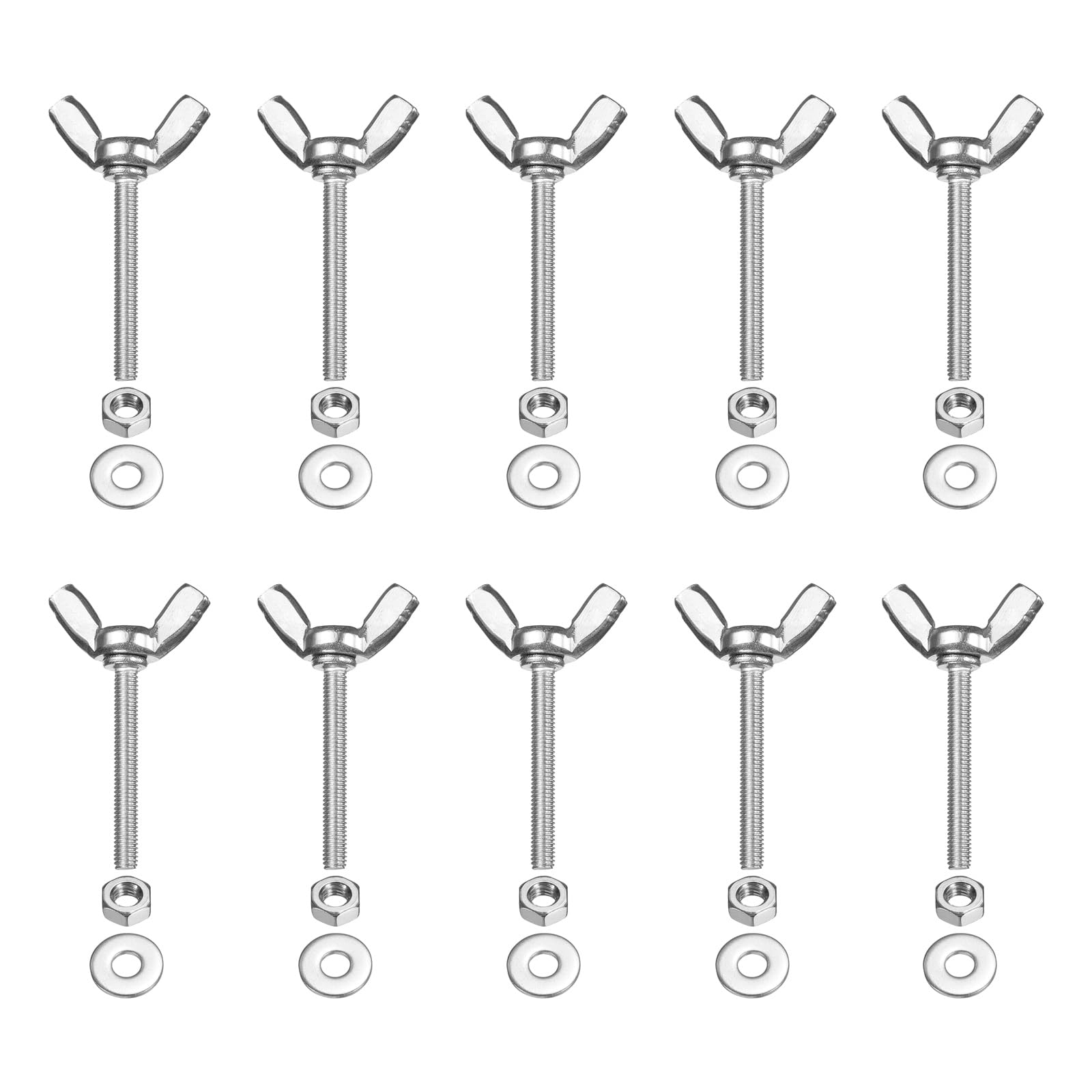 PATIKIL M3-0.5 x 25 mm Wing Butterfly Screw, 10 Pcs 304 Stainless Steel Wing Nuts and Bolts Machine Fastener Thumb Hand Screws for Electronic Equipment DIY Tools, Silver