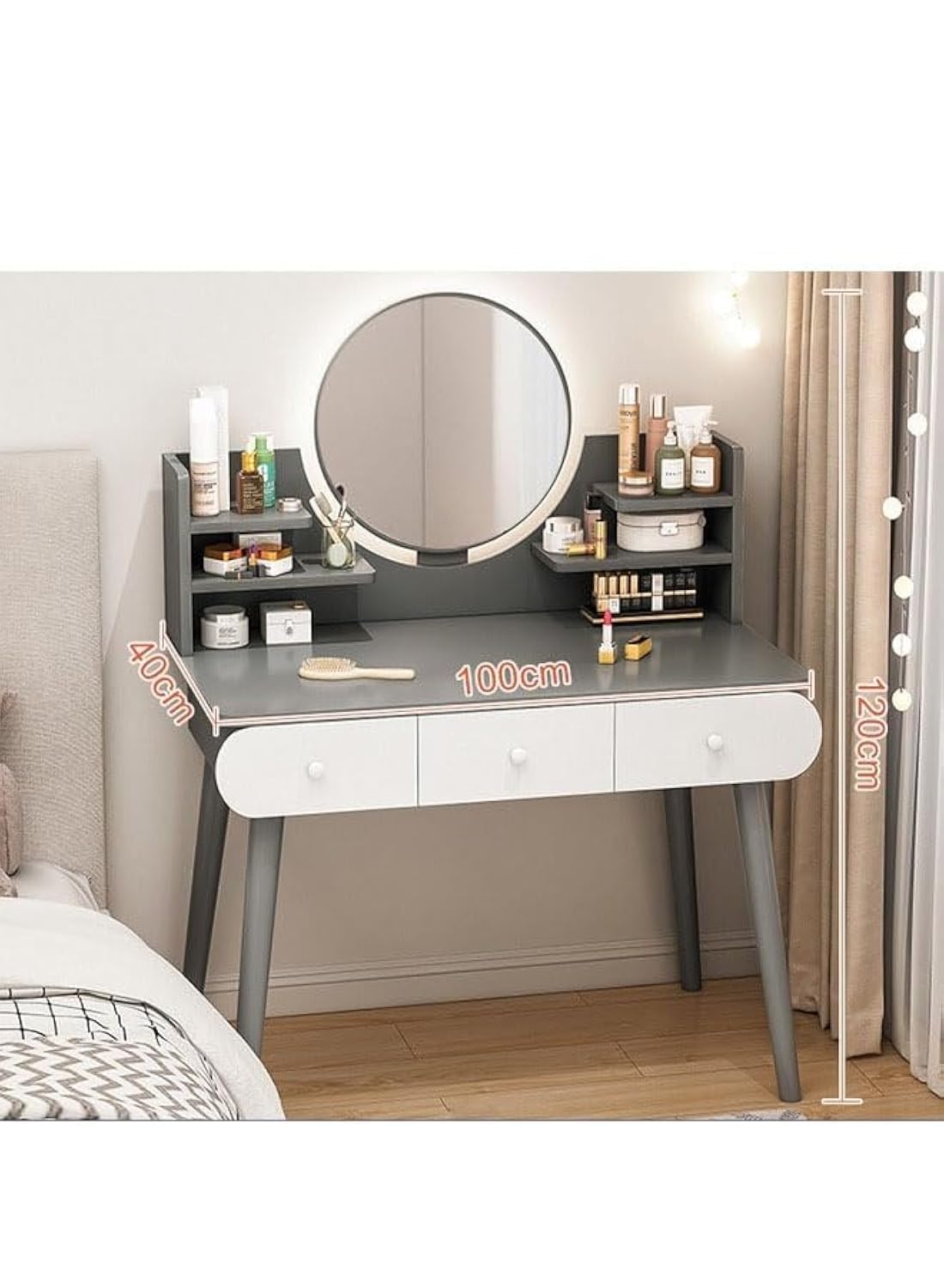 NKX Dressing Table Makeup Mirror With 3 Drawers