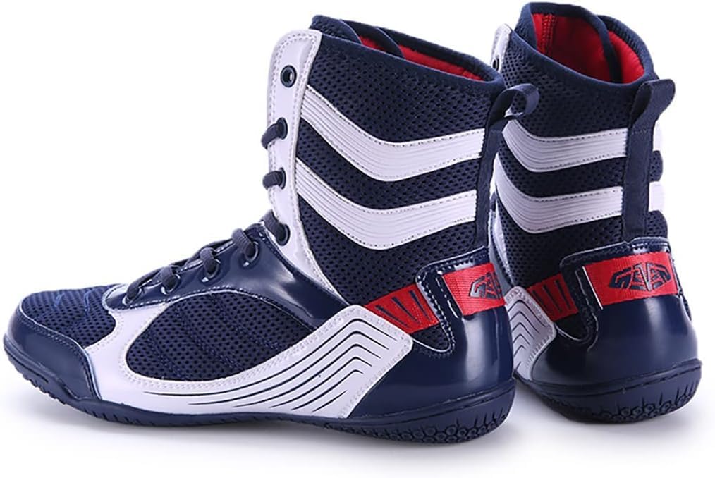 Boxing Shoes Boxing Boots,High Top Boxing Shoes,Wrestling Shoes,Wrestling Shoes,Anti-Slip Breathable Kickboxing Shoes Sneakers Boxing Training Boots-Blue||41EU