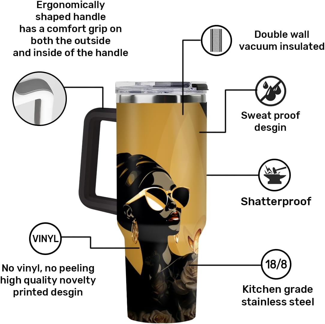 Sistabag - Coffee Tumbler For Black Women - Birthday, Mother's Day, Christmas Gifts For Women, Pride Tumbler For Woman (She Who Kneels Before God, 40 Oz) - Image 4
