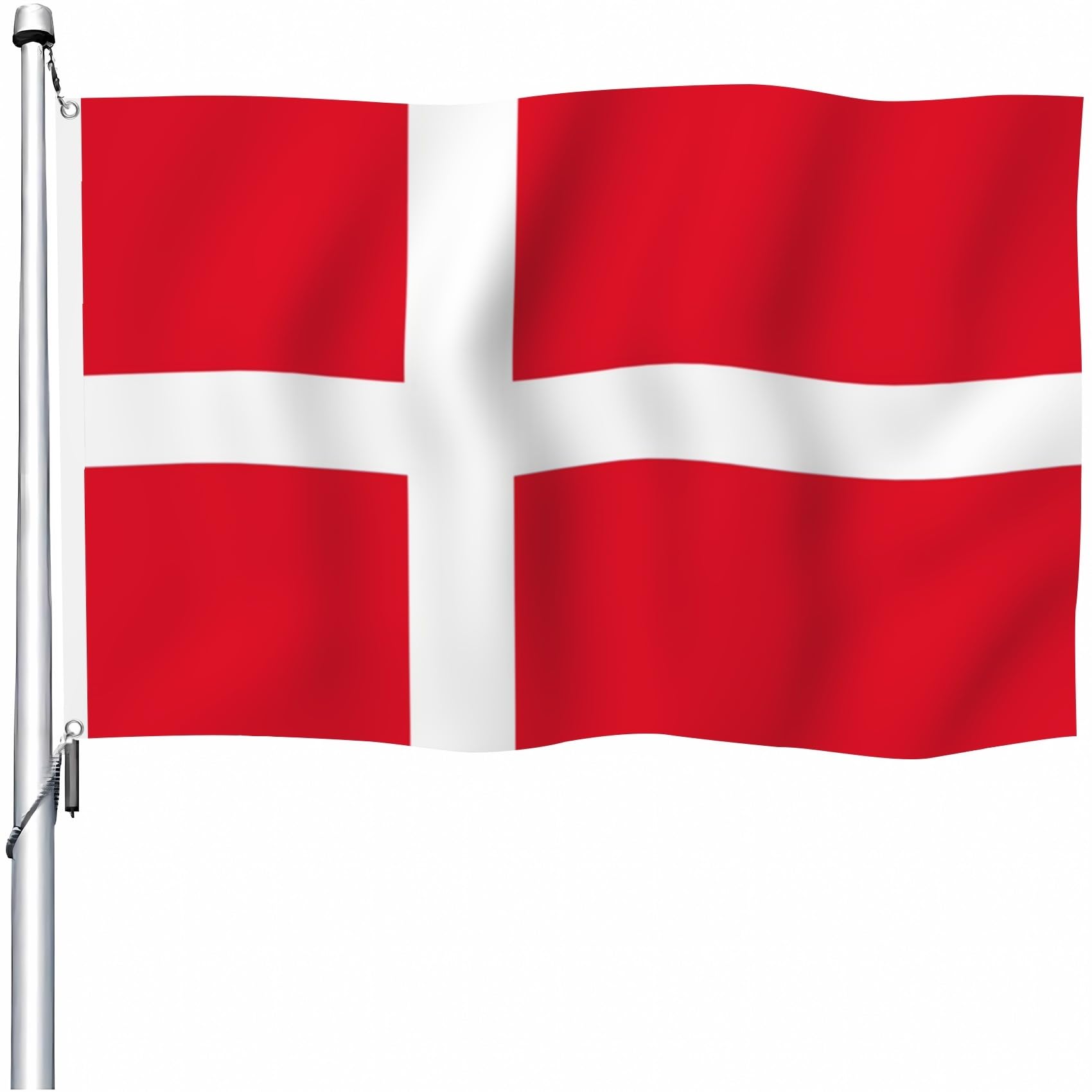 YongFoto Denmark Flag 4x6ft Double Sided Danish Dane National Flags Banner for Outdoor Celebrations Home Garden Porch Party Decoration Flags with 2 Sturdy Grommets Precision Machine Stitched