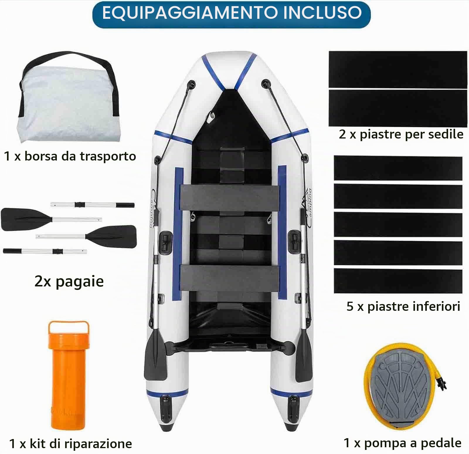 Gommone per Adulti Portatile Tempo Libero Kayak Gonfiabile con Remi Gommone da Pesca Barca Gonfiabile per Pesca Nautica e Sport Acquatici