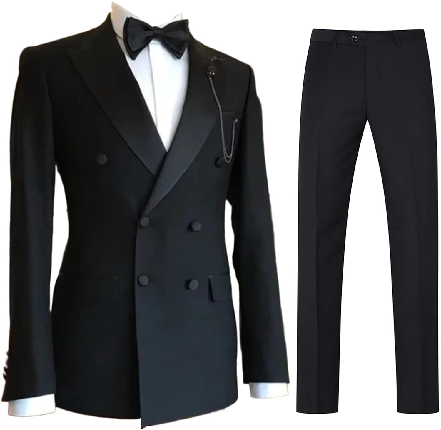Men's Suit Double Breasted Jacket Pants Office Work Peak Lapel Two Pieces Outfit