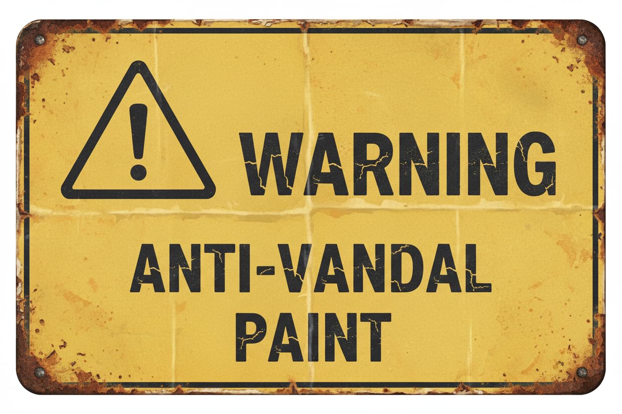 Wall Decor Warning Anti-vandal Paint - Security & Property Sign Metal Sign 8x12Inch Clear Signage For S, Fences Vintage Signs Aluminum Plates Printed
