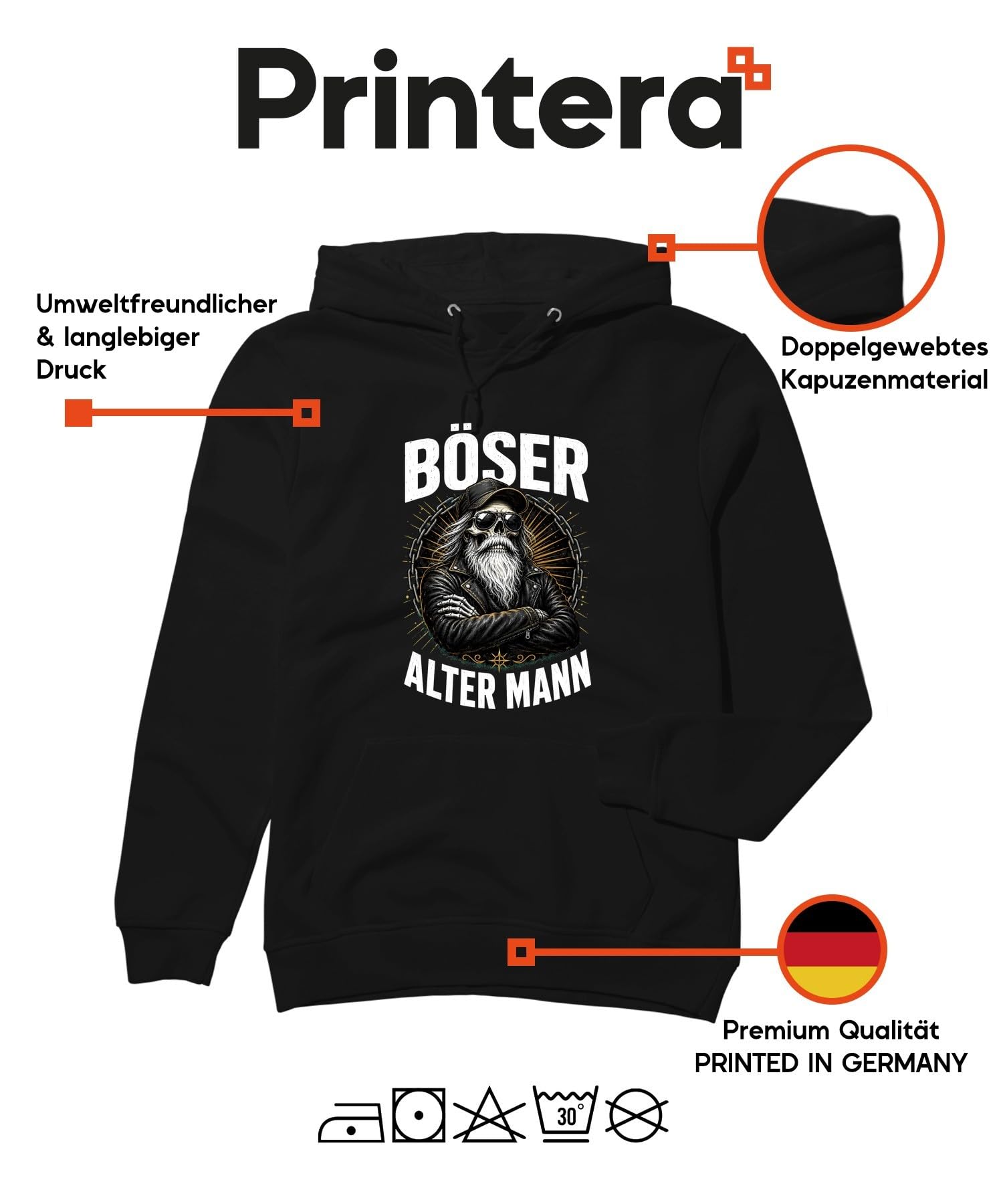 Böser Alter Mann Skelett Statement Hoodie