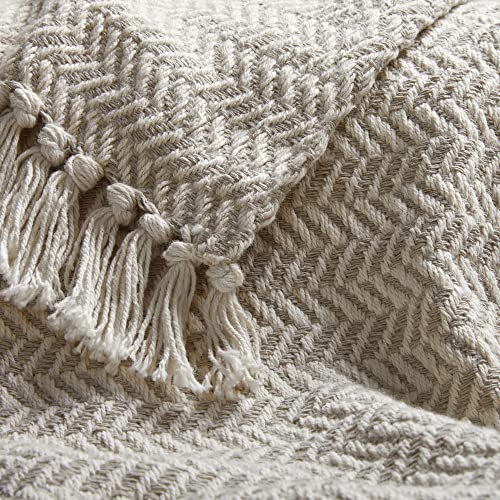 Americanflat 50x60 Throw Blanket - Soft and Breathable Cotton Throw Blanket for Couch, Bed, Chair - Decorative Blankets Perfect for Home, Office, or Outdoor Use - Cream and Beige Zig Zag Design - Image 6