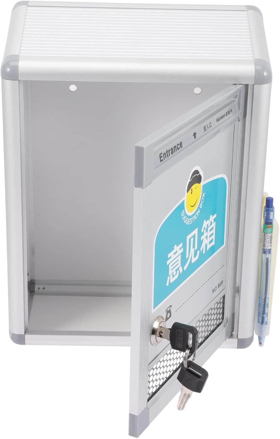 Wall Mount Locking Suggestion Box Key Lock Aluminum Alloy Complaint Letter Box for Public Use Secure Wall Mailbox for Employee Feedback and Donations