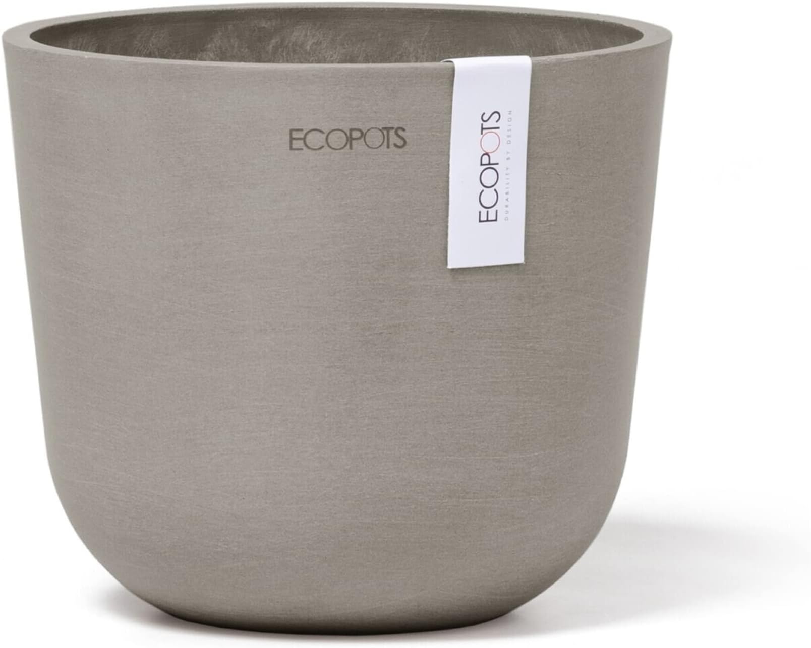 Ecopots Oslo Mini Durable Modern Round Indoor/Outdoor Recycled-Based Composite Flower Pot Planter, Taupe, 6"