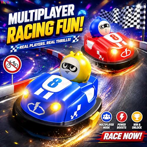 Image of VikriDA 2-Pack RC Bumper Cars with Light & Sound | Remote Control Battle Cars for Kids - Ejecting Driver Feature for Boys & Girls