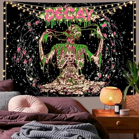 Invoibler Skull Tapestry Mystical Skeleton Tapestries Aesthetic Horror Tapestry Gothic Tapestry Abstract Starry Sky Tapestry Wall Hanging Decor for Room(51.2 x 59.1 inches) Cover