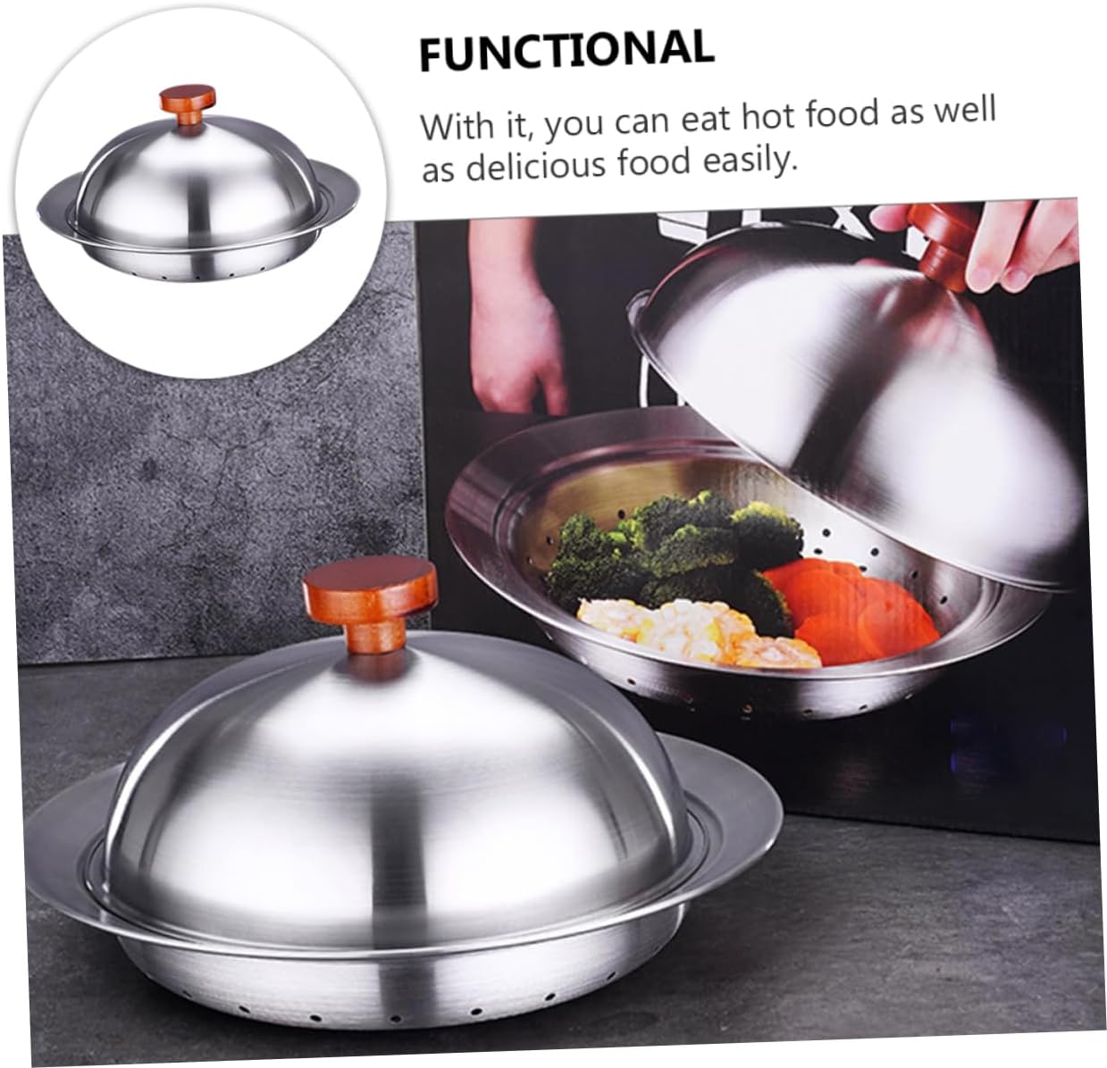 Stainless Steel Steamer for Food Multifunctional Kitchen Cooking Plate Cover Dishwasher Safe for Steaming Vegetables Dumplings Fish