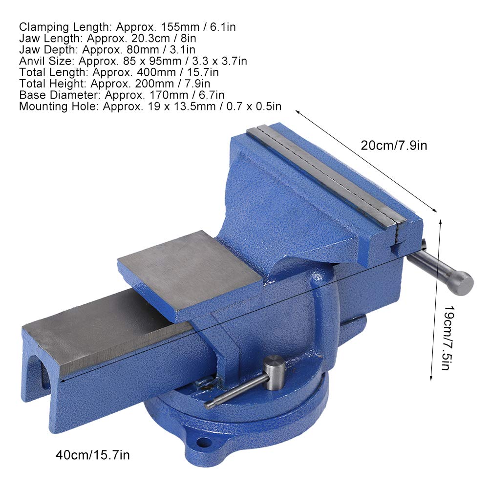 Étau Antidérapant pour Établi de Table, Antirouille, pour Perceuse et Travail du Bois, 40 x 19 x 20 cm