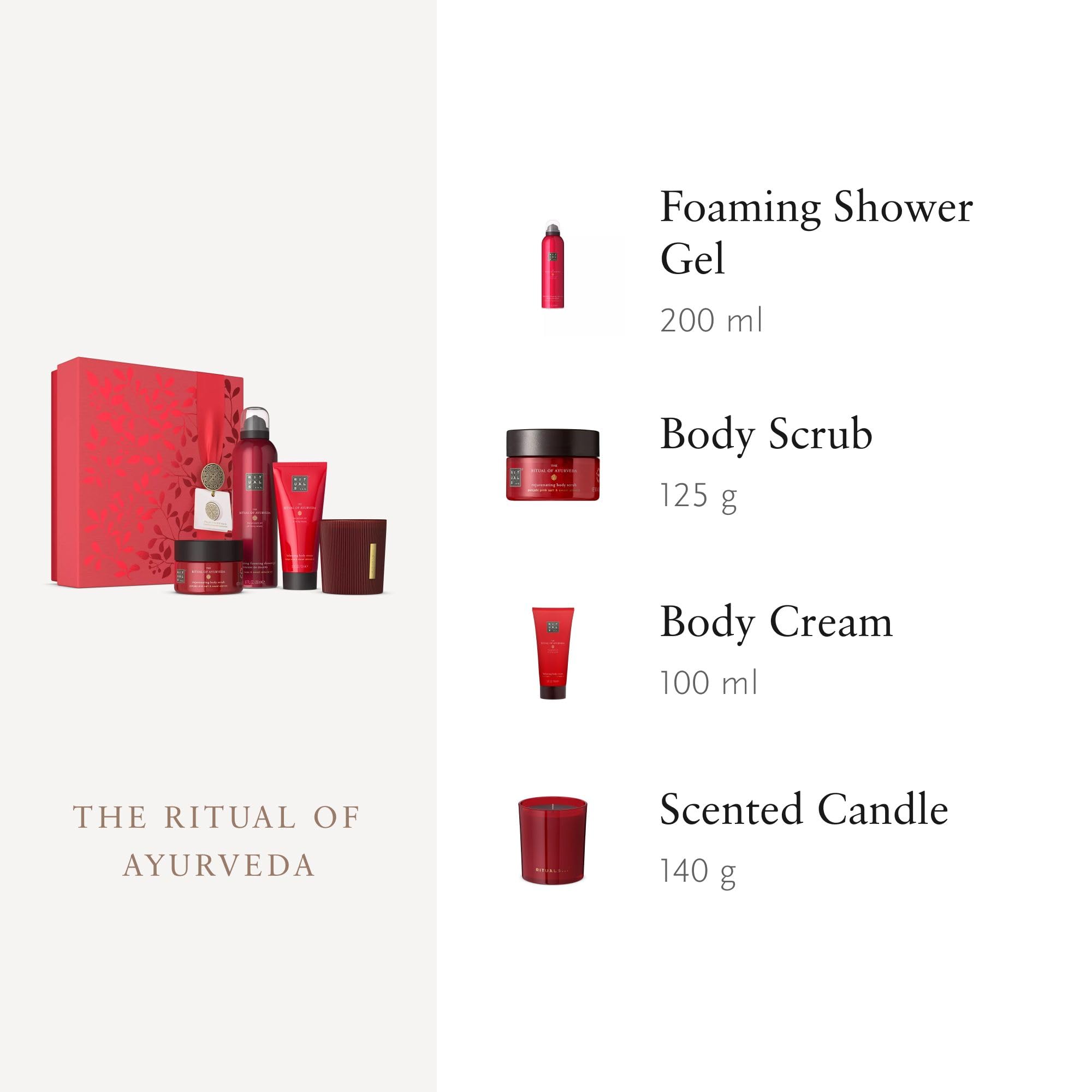 RITUALS Caja de regalo The Ritual of Ayurveda, Medium - Set de baño con productos para el cuidado de la piel con rosa india y aceite de almendras dulces - Propiedades equilibrantes