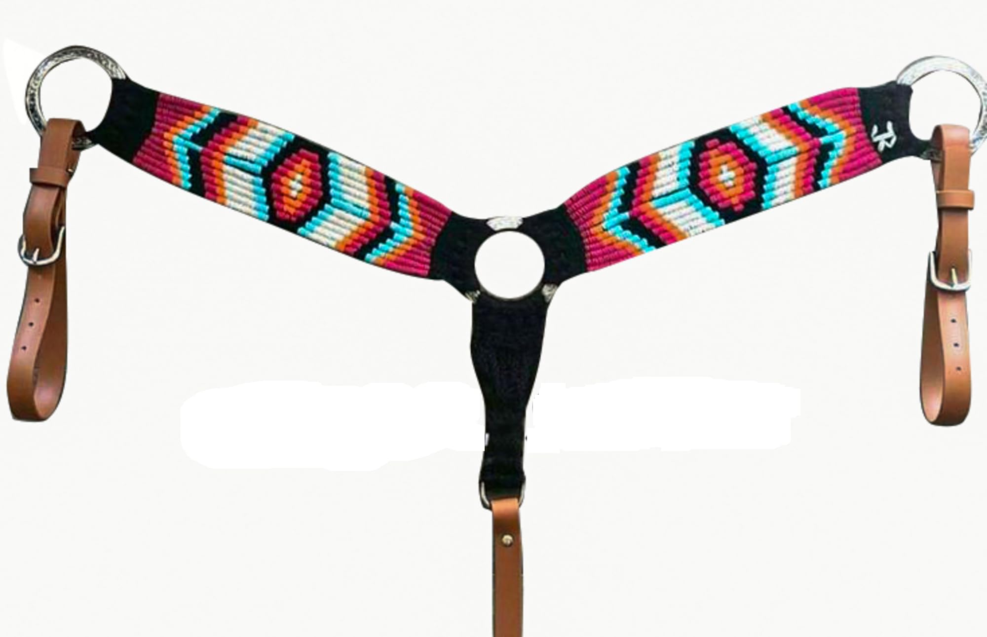 Cheval's International Western Mohair Horse Breast Collar, Handmade Premium Wool & Leather Equestrian Tack, Adjustable, Durable & Comfortable Saddle Breastplate for Horses - Pink/Black Cob