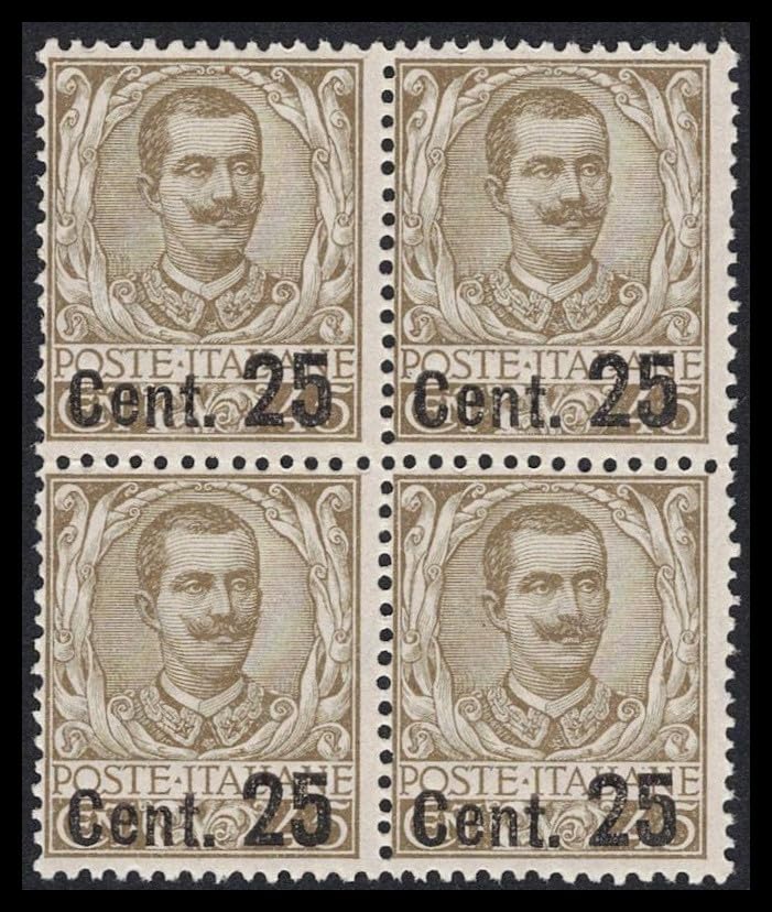 Paese: Italia Regno LaVecchiaScatola - 1924 Regno 25c su 45 cent Floreale Sas.177 Quartina MNH/**