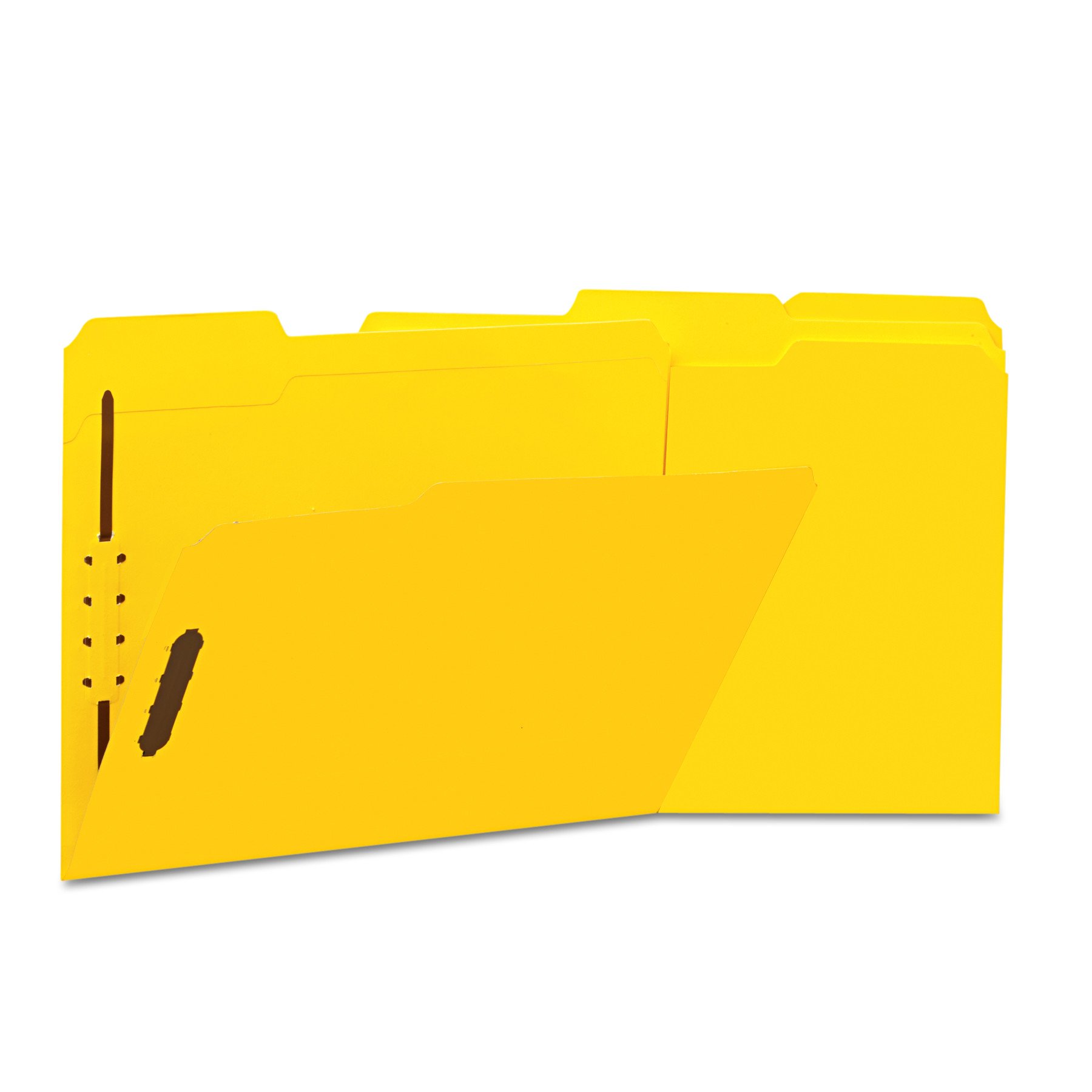 Universal 13524 Deluxe Reinforced Top Tab Folders, 2 Fasteners, 1/3 Tab, Letter, Yellow (Box of 50)