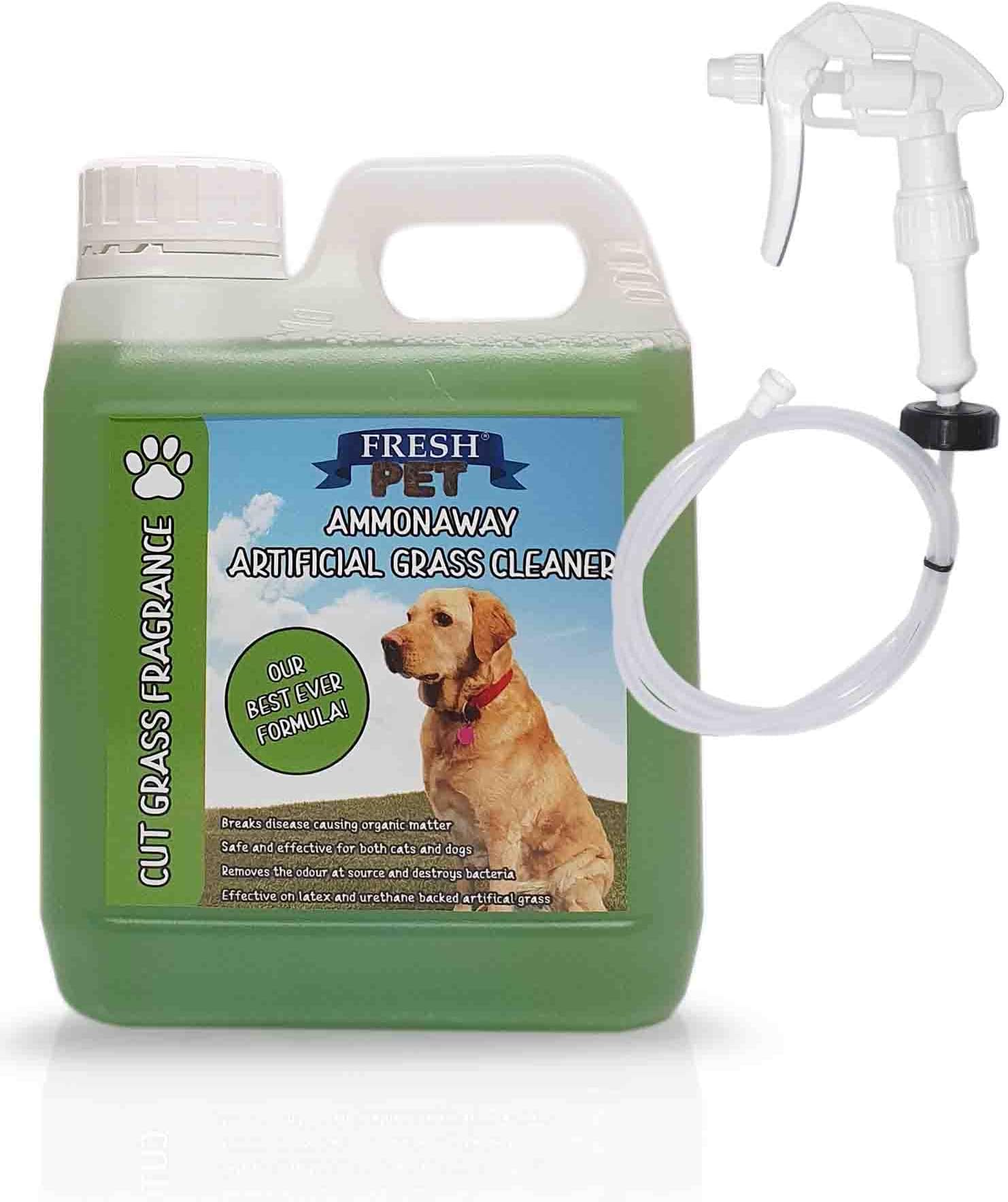 Artificial Grass Cleaner Dog Pet Friendly Disinfectant Deodoriser Concentrate Ammonaway Cut Grass Fragrance (1L with Spray)