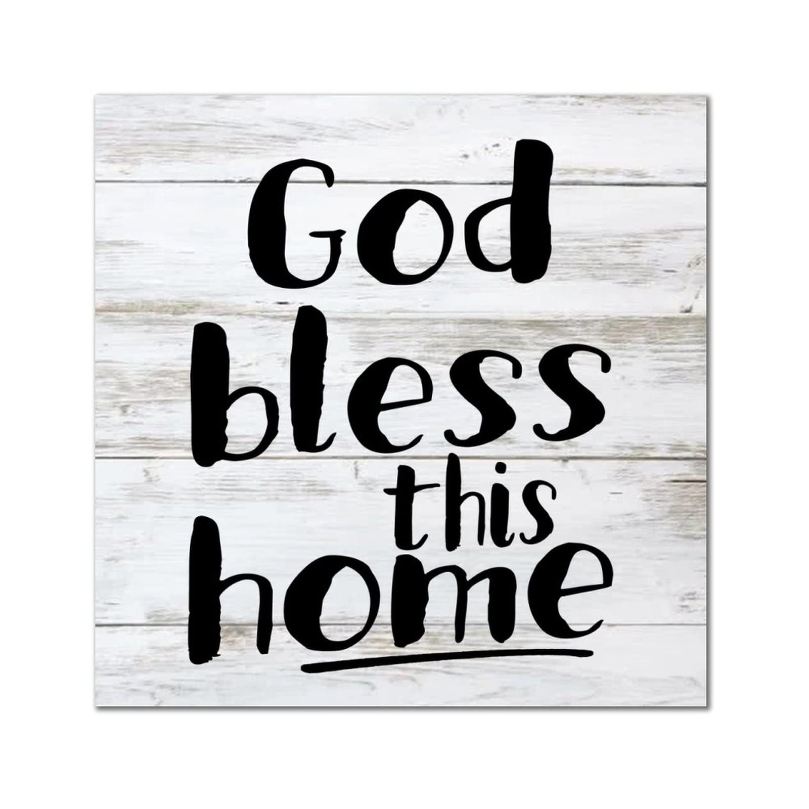 Plaque de décoration murale en bois God Bless This Home salon et cuisine 35cm